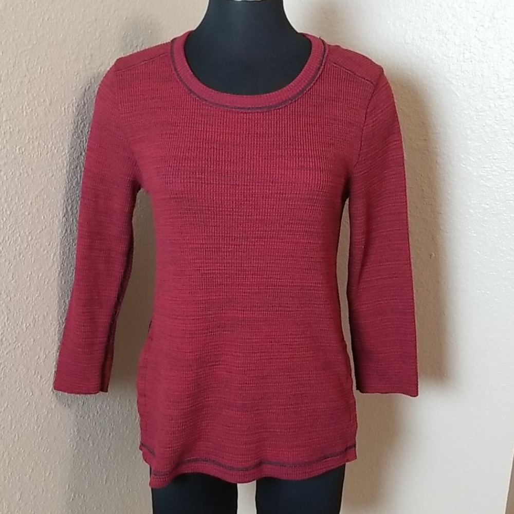 New Madewell Red Button Side Thermal Top